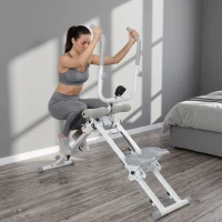 SPORTNOW 2-in-1 Ab Machine and Stair Stepper, Foldable Ab Trainer and Climbing Machine with LCD Monitor for Home Gym, White(m-9)