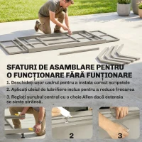 Outsunny Masă Extensibilă de Grădină pentru 8-10 Persoane, din Aluminiu și Oțel, 154/214x85x73 cm, Gri(m-7)