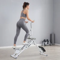 SPORTNOW 2-in-1 Ab Machine and Stair Stepper, Foldable Ab Trainer and Climbing Machine with LCD Monitor for Home Gym, White(m-8)
