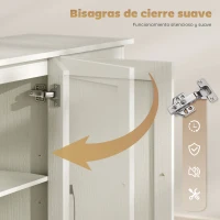 HOMCOM Aparador para Salón Moderno con 3 Puertas 2 Cajones Estante Ajustable para Comedor Entrada 120x38x79 cm Crema(m-6)