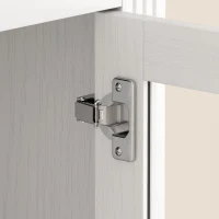HOMCOM Aparador Alto de Cocina con 4 Puertas 2 de Cristal 2 Cajones y Estantes Ajustables Blanco(m-8)