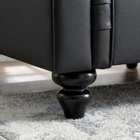 HOMCOM Fotoliu Stil Chesterfield din Piele Ecologică PU cu Picioare din Lemn, Negru(m-9)