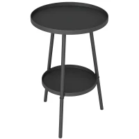 Outsunny Beistelltisch Garten Zweistufig Gartentisch mit erhöhten Kanten runder Balkontisch Ø32 x 51H cm(m-12)