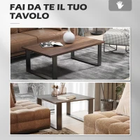 HOMCOM Set 2 Gambe per Tavolino Rettangolari Stile Industriale in Acciaio, Capacità 60 kg, 70x8x41 cm, Nero(m-7)