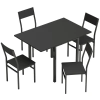 HOMCOM Juego de Mesa de Comedor con Mesa Extensible y Sillas Apilables, Negro(m-1)