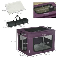 PawHut 60cm Pet Carrier, with Cushion, for Miniature Dogs - Purple(m-3)