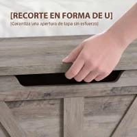 HOMCOM Baúl de Almacenaje 100L con Bisagra de Seguridad Asa con Recorte en U para Recibidor Salón 80x40x45 cm Gris(m-8)