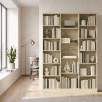 HOMCOM Bibliotecă 6 niveluri, Raft de depozitare cu 17 compartimente și rafturi reglabile, 149 x 23,6 x 188 cm, Stejar(m-7)