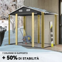 Outsunny Casetta porta Attrezzi con Porte Scorrevoli e 4 Prese d'Aria, in Acciaio e PP 196x236x208 cm, Grigio Scuro(m-5)