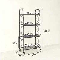 Outsunny Pflanzenständer aus Metall mit 4 Ebenen, robustes Leiterregal für Blumentöpfe mit feststellbaren Rädern(m-3)