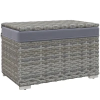 Outsunny Baule da Giardino in Rattan PE con Rivestimento Interno in Tessuto Impermeabile, 76x45x48 cm, Grigio(m-1)