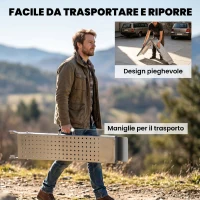 HOMCOM Set 2 Rampe di Carico Pieghevoli, 400 kg, per Moto/ATV/Rimorchio/Pick-up, 180 x 25.5 cm, Argento(m-5)