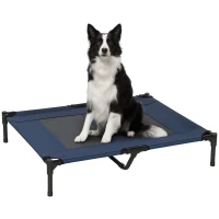 PawHut Pat pe picioare pat pentru câini pisici pat de tabără pat ridicat animale material textil Oxford textilenă micro-perforată oțel(m-7)