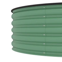 Outsunny Galvanised Raised Garden Bed with Safety Edging, Outdoor Raised Planter Box with Gloves, 120 x 120 x 43cm, Light Green(m-12)