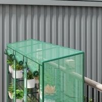 Outsunny Invernadero de Exterior de 3 Niveles con Puerta Enrollable con Cremallera 9 Estantes Cubierta de PE 215x46x151cm Verde(m-9)