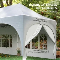 Outsunny Tonnelle pliante barnum imperméable anti-UV  6 parois latérales 6 sacs de sable 12 trous de drainage 3x6m blanc(m-7)