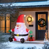 Outsunny Aufblasbarer Weihnachtsmann mit rotierender Lichtkugel, Festtags-Dekoration für den Garten(m-10)