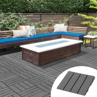 Outsunny Set de 9 Baldosas Cuadradas de 30x30 cm con Área de 0,81 m² Losetas Sistema de Clic para Balcón Terraza Jardín Gris(m-2)