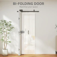 HOMCOM Slide Door, 70cm Modern Sliding Door Set Kit with Steel Rail, White(m-5)
