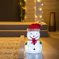 Outsunny Weihnachtsdekoration Schneemann Outdoor.Weihnachtsdeko Weihnachtslicht, inkl. LEDS, 30 cm x 30 cm x 51 cm, Rot+Weiß(m-10)