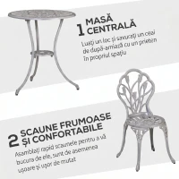 Outsunny Set de Grădină 3 Piese din Aluminiu cu 2 Scaune 42,5x47,5x89 cm și Masă Rotundă Ø60x67 cm, Alb(m-4)