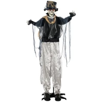 HOMCOM Halloween-Geist, Halloween-Dekoration, Soundfunktion, mit Bewegungssensor und LED-Lichtern, 101 cm x 64 cm x 178 cm(m-1)