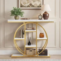 HOMCOM Masă consolă pentru hol Mobilier de intrare industrial 6 rafturi depozitare blat 4cm 100 x 30 x 81,5cm Alb(m-8)