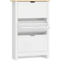 HOMCOM Mueble Zapatero Blanco Armario Zapatero Alto con 3 Cajones Abatibles para 18 Pares de Zapatos 72x26x112 cm Blanco(m-1)