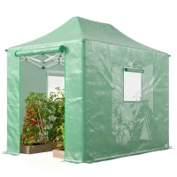 Outsunny Pop Up Gewächshaus ca. 200x300x270 cm Faltbar Foliengewächshaus mit Satteldach Reißverschlusstüren und -fenstern(m-11)