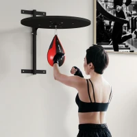 SPORTNOW Punching Ball montat pe perete, cu Speed Bag rotativ la 360° și reglabil pe 7 niveluri de înălțime, negru și roșu(m-2)