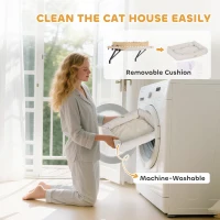 PawHut Cat Radiator Bed, Adjustable Hanging Cat Hammock with Removable and Washable Cushion for Indoor Cats, Cream White(m-7)