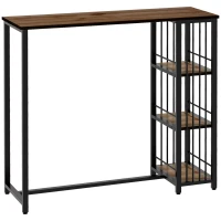 HOMCOM Bartisch Stehtisch Küchentresen, Industriedesign, 3 Regale, 120 x 40 x 105 cm; Schwarz + Braun(m-1)
