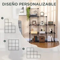 HOMCOM Estantería Modular 9 Cubos Estantería Apilable de Alambre DIY Organizador de Almacenamiento Multiuso para Salón Negro(m-4)