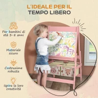 AIYAPLAY Lavagna per Bambini con Cavalletto 3 in 1 e 2 Contenitori, Età 3-8 anni, 54x46.5x93cm, Rosa(m-6)