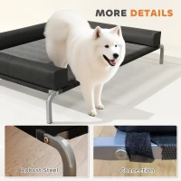 PawHut Elevated Dog Bed with Removable Bolsters, Raised Dog Bed for Large Breeds, Portable Indoor & Outdoor Pet Cots, Black(m-8)