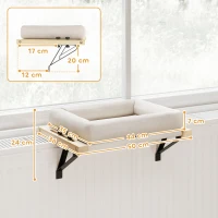 PawHut Cat Radiator Bed, Adjustable Hanging Cat Hammock with Removable and Washable Cushion for Indoor Cats, Cream White(m-3)