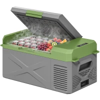 Outsunny Glacière électrique portable 16,3L, réfrigérateur de voiture portable congélateur et réfrigérateur 12/24V gris(m-16)