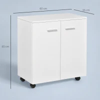 HOMCOM Mobile Sideboard Cabinet, Sideboard Storage Cabinet with 2 Doors and Internal Shelf for Office, 60 x 35 x 65 cm, White(m-3)