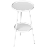 Outsunny Two-Tier Metal Garden Table - White(m-11)