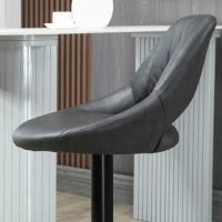 HOMCOM Bar Stools Set of 2, PU Leather Swivel Barstools with Backrest and Footrest for Kitchen, Counter, Breakfast Bar, Grey(m-8)