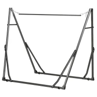 Outsunny 2-in-1 Hängemattenständer, wetterbeständig, Hängesesselständer Wäscheständer, 290 cm x 92 cm x 88 cm, Schwarz(m-11)