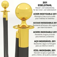 HOMCOM Stâlpi de delimitare din oțel inoxidabil cu frânghie catifelată neagră de 1,5 m și bază umplibilă, Ø32x96 cm(m-4)