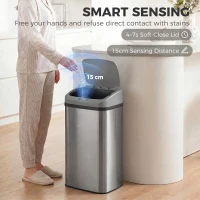 HOMCOM 48L Stainless Steel Sensor Bin - Silver-Tone(m-4)