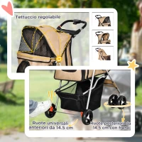 PawHut Passeggino per Cani Taglia Piccola e Mini Pieghevole con Cestino e Portabicchiere, 77x45x99.5 cm, Caffè(m-6)
