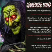 HOMCOM Geanimeerde Halloween-tafelheks met lachgeluid, verlichte ogen en geluid-/aanraakactivatie(m-7)