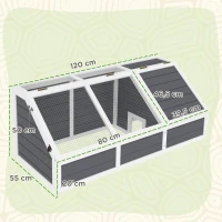 PawHut Casetta per Tartarughe di Terra senza Fondo, in Legno di Abete e Acciaio Zincato, 120x55x50A cm, Grigio e Bianco(m-3)