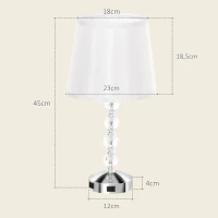 HOMCOM Lampada da Tavolo con Cristalli e Porta USB, in Metallo, Vetro e Poliestere, Ø23x45 cm, Bianco e Argento(m-3)