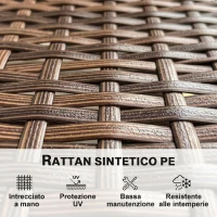 Outsunny Divano da Giardino 2 Posti con Cuscini e Tappetini Antiscivolo, in Rattan e Acciaio, 115x63x85 cm, Beige(m-5)
