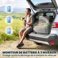 Outsunny Glacière électrique portable 16,3L, réfrigérateur de voiture portable congélateur et réfrigérateur 12/24V gris(m-6)