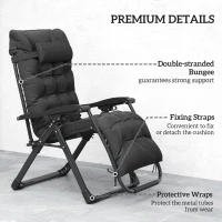 Outsunny 2 Piece Reclining Zero Gravity Sun Loungers with Cushions, Black(m-8)